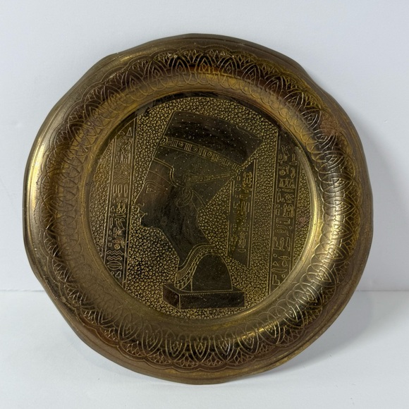 Other - Egyptian Brass Plate Engraved Metal Wall Hanging Decor Mini Patterned Vintage